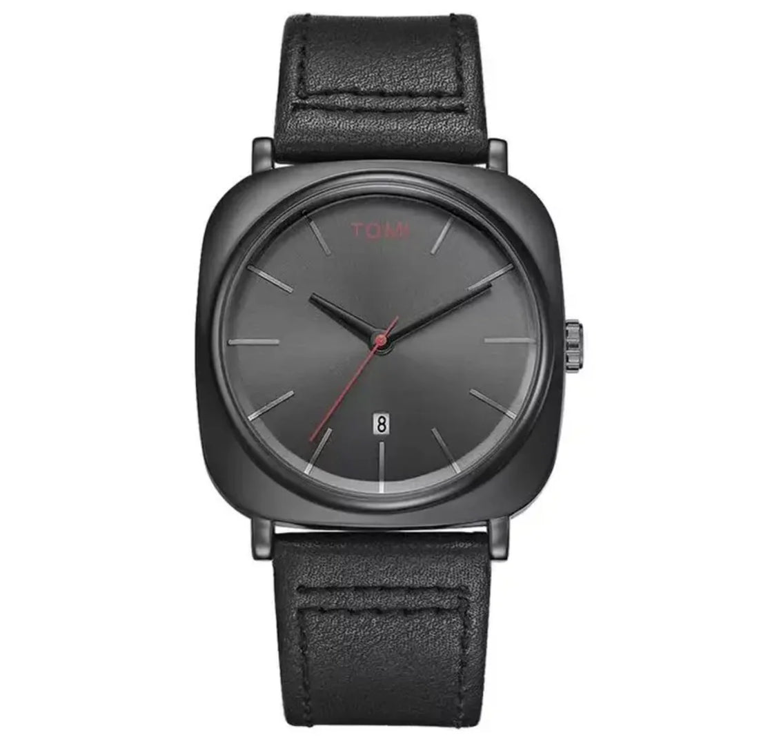 TOMI Luxury Men's Square Dial Quartz Watch – Minimalist & Sleek
